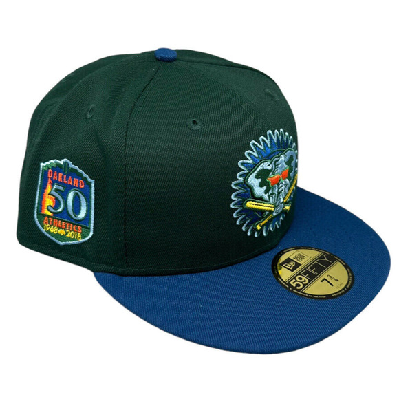 New Era 59fifty Oakland Athletics 50th Anniversary Patch‎ Hat Men's Sz 7 3/4 - Picture 1 of 5